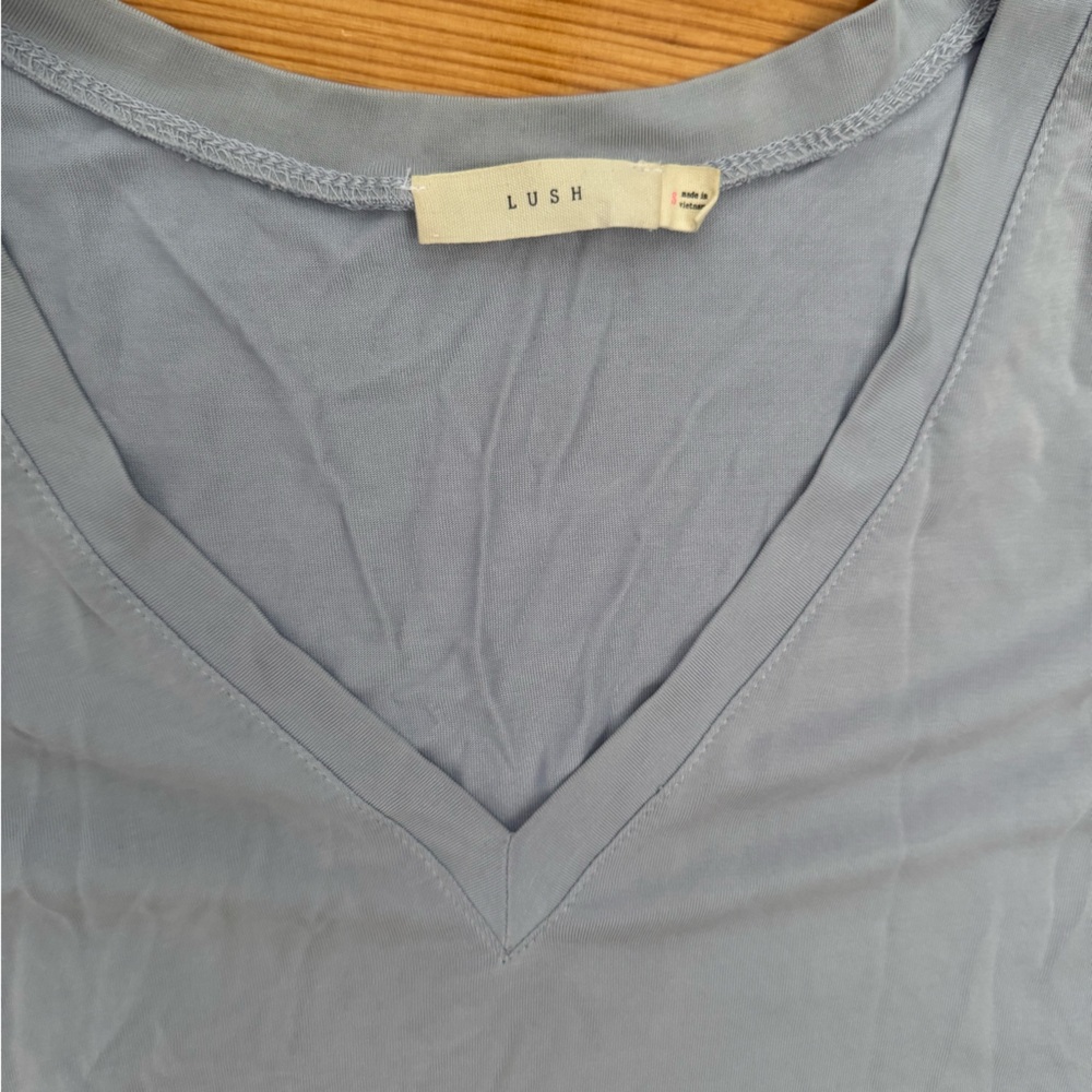 Lush Soft Blue V-Neck Top